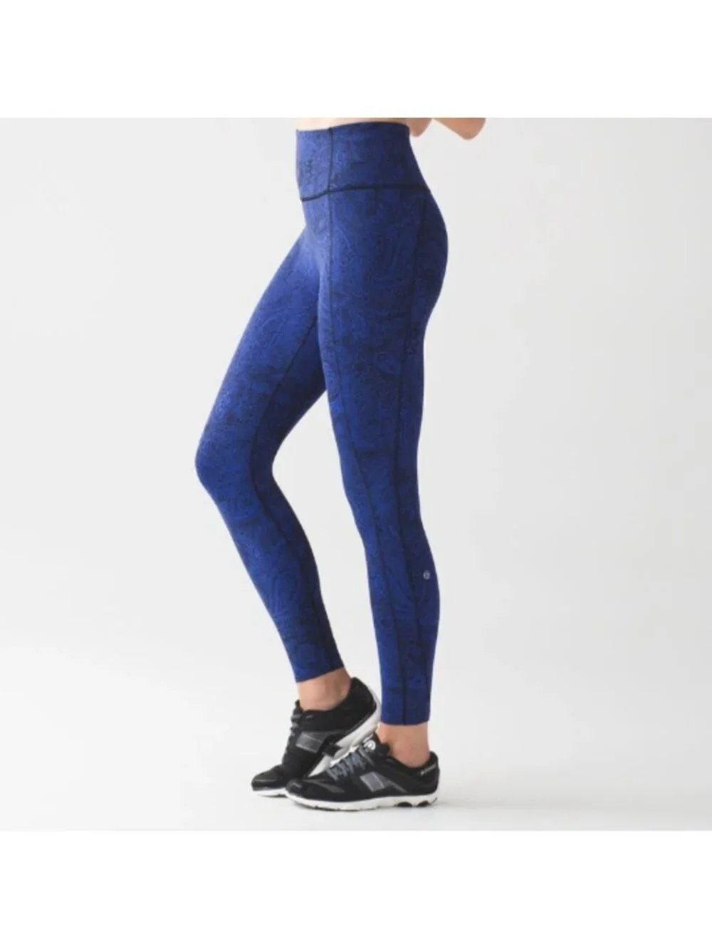 Lululemon Like Nothing 7/8 Tight Antique Paisley Sapphire Blue Black